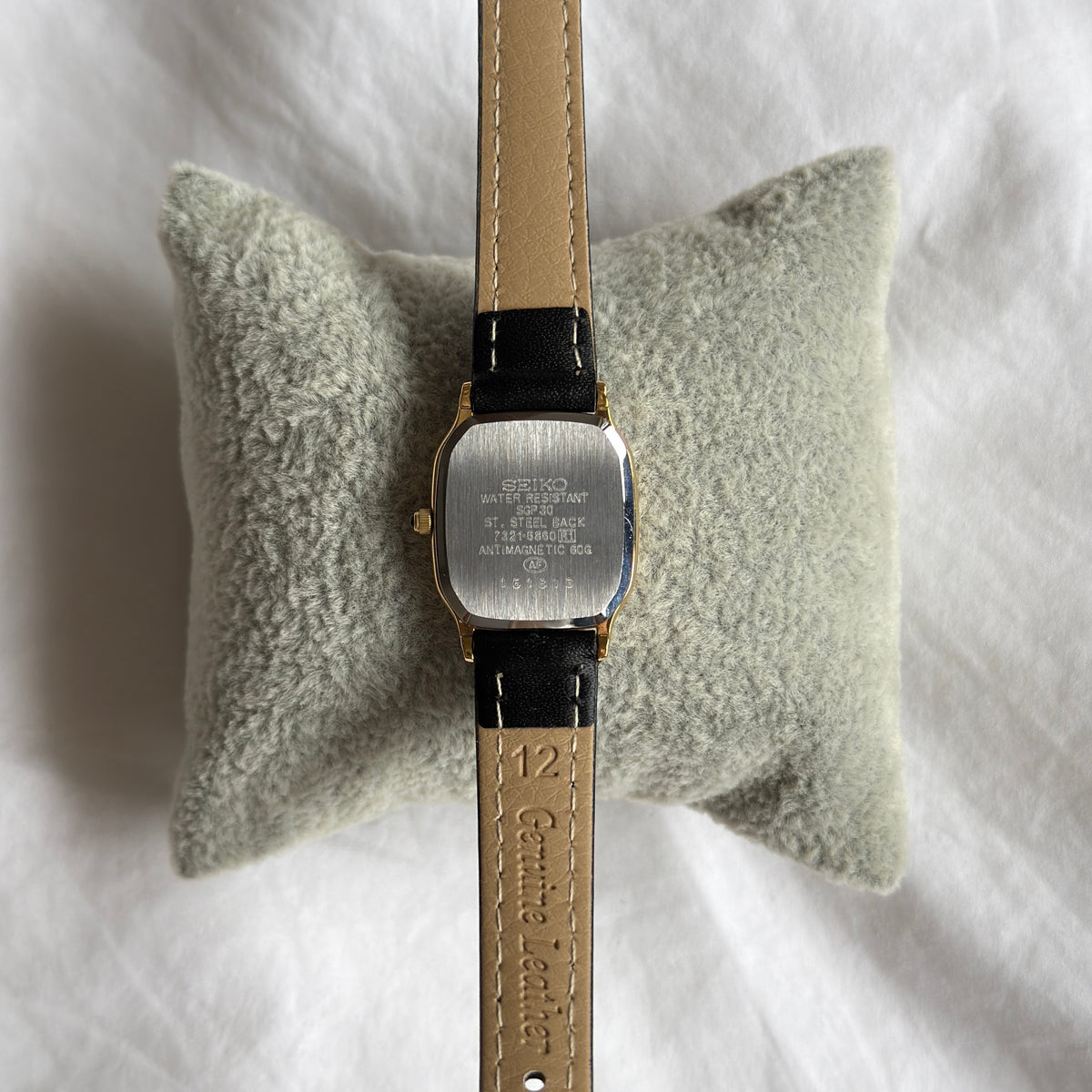 90s Seiko Exceline Gold Rectangular Leather Watch