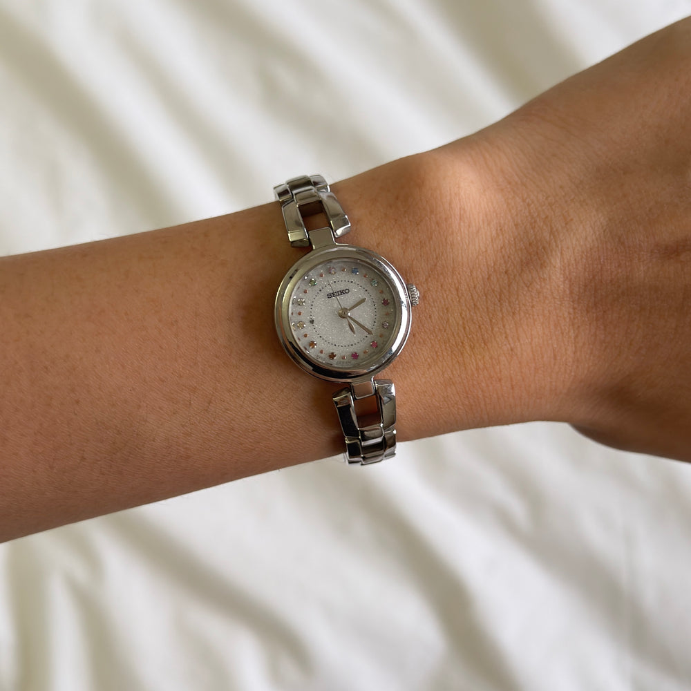 00s Seiko Solar Silver Round Watch