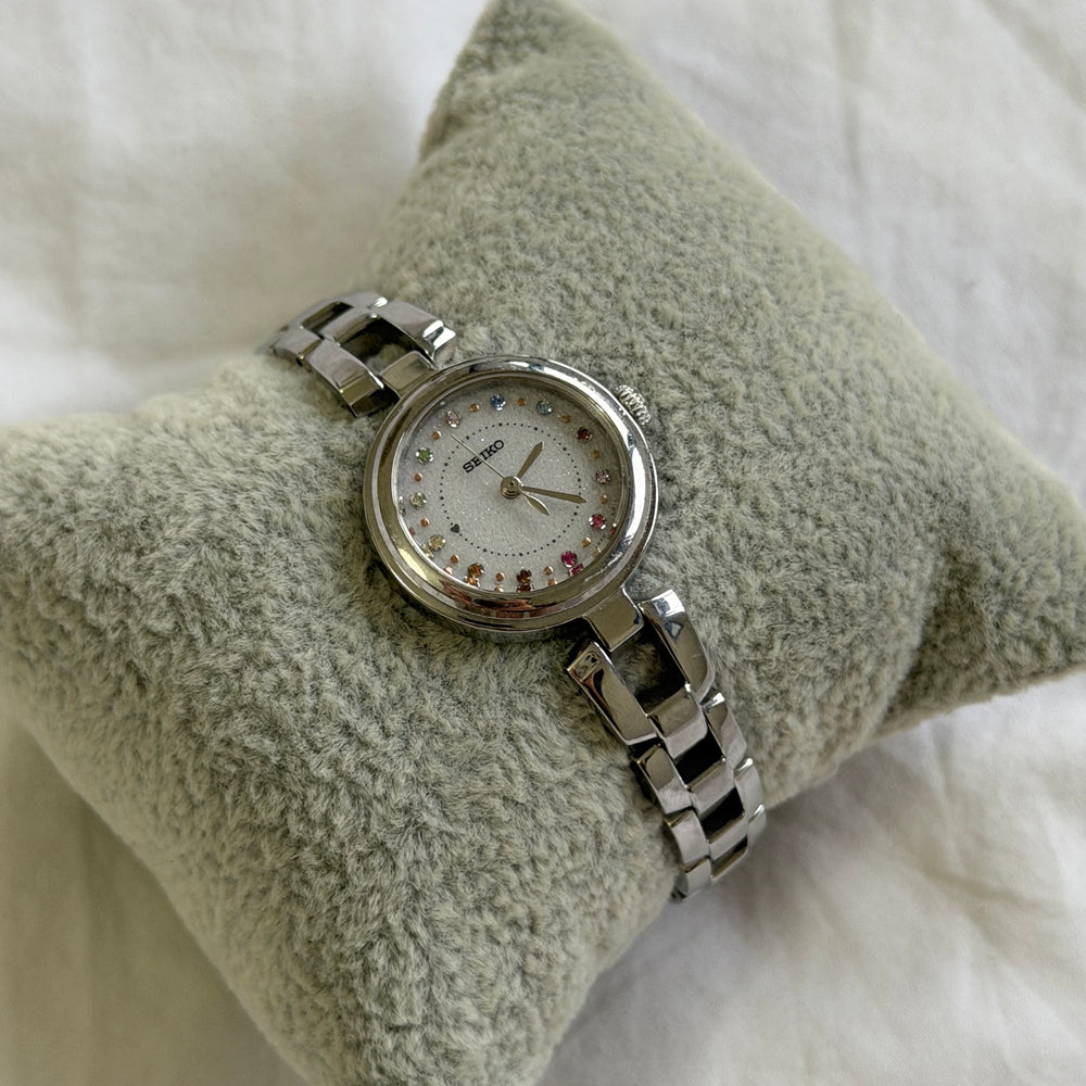 00s Seiko Solar Silver Round Watch
