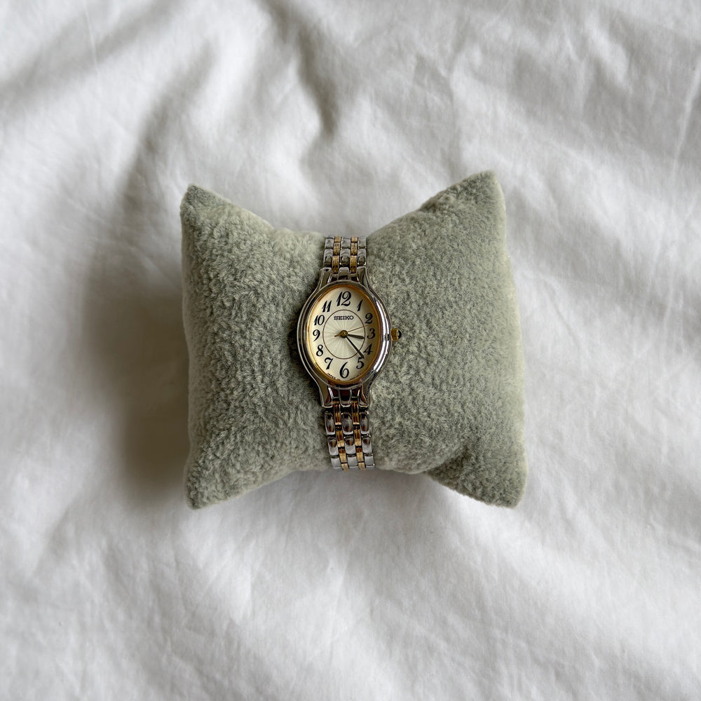 90s Seiko Guilloché Duotone Oval Watch