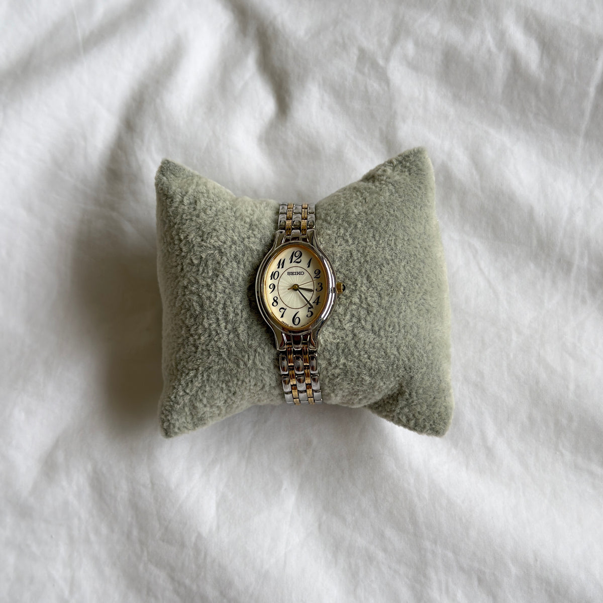 90s Seiko Guilloché Duotone Oval Watch