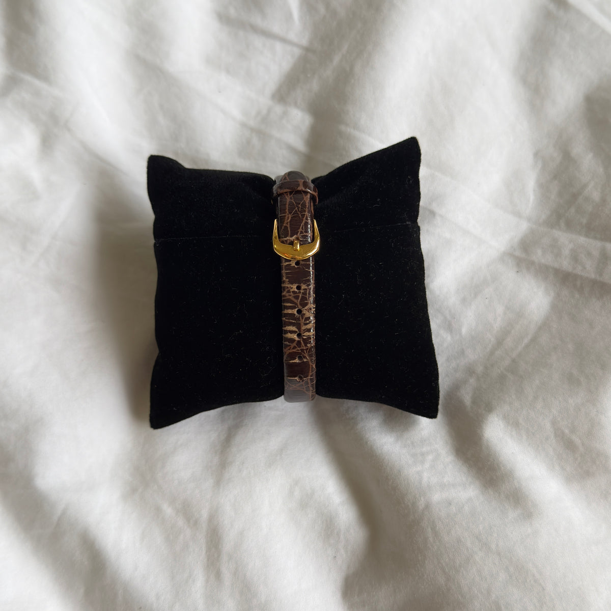 90s Seiko Oval Gold Leather Watch