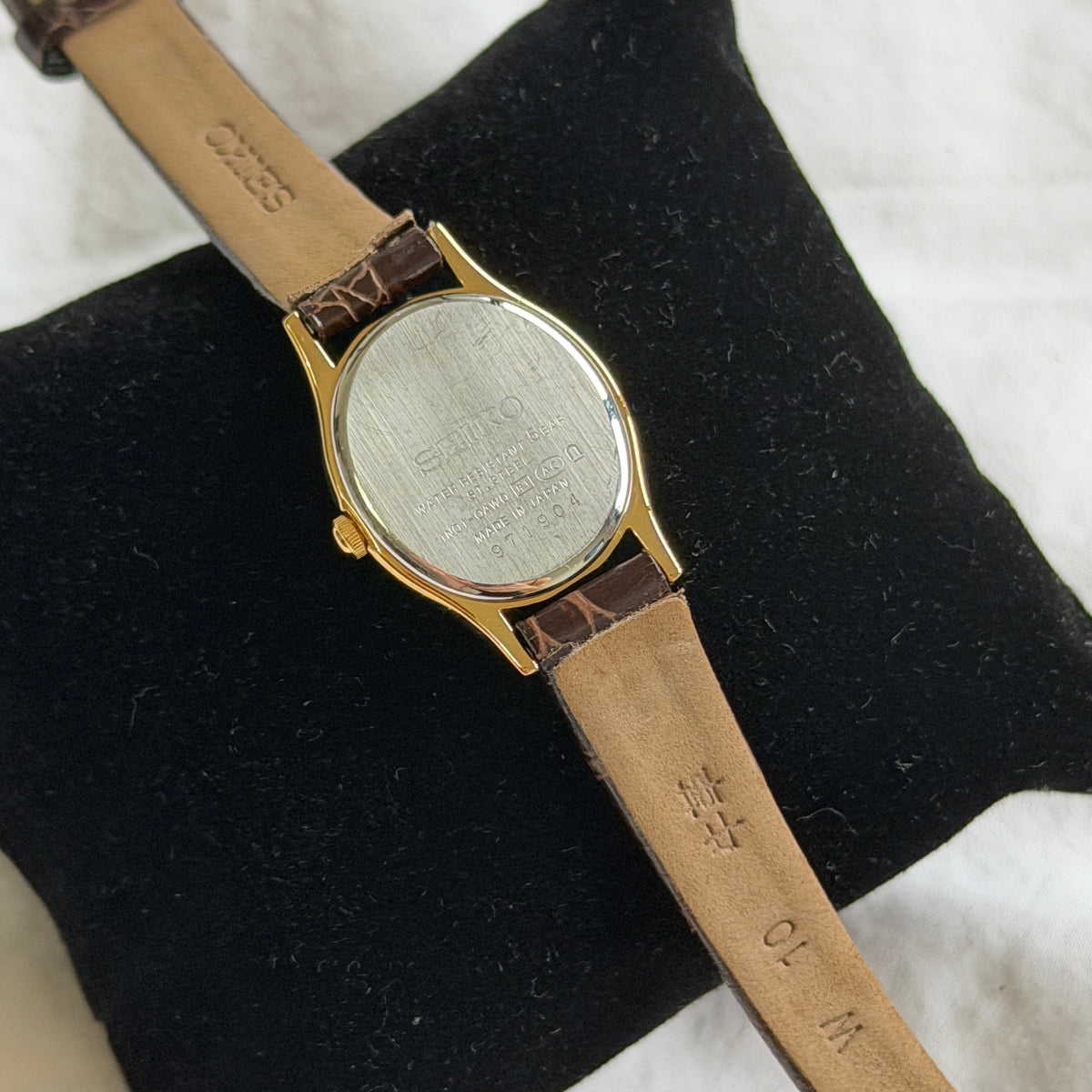 90s Seiko Oval Gold Leather Watch