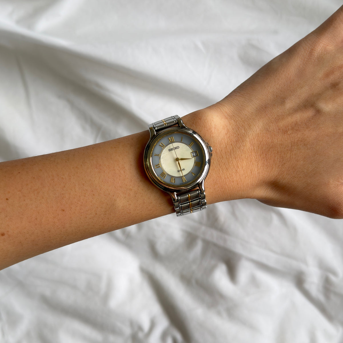 90s Seiko Solar Duotone Round Watch