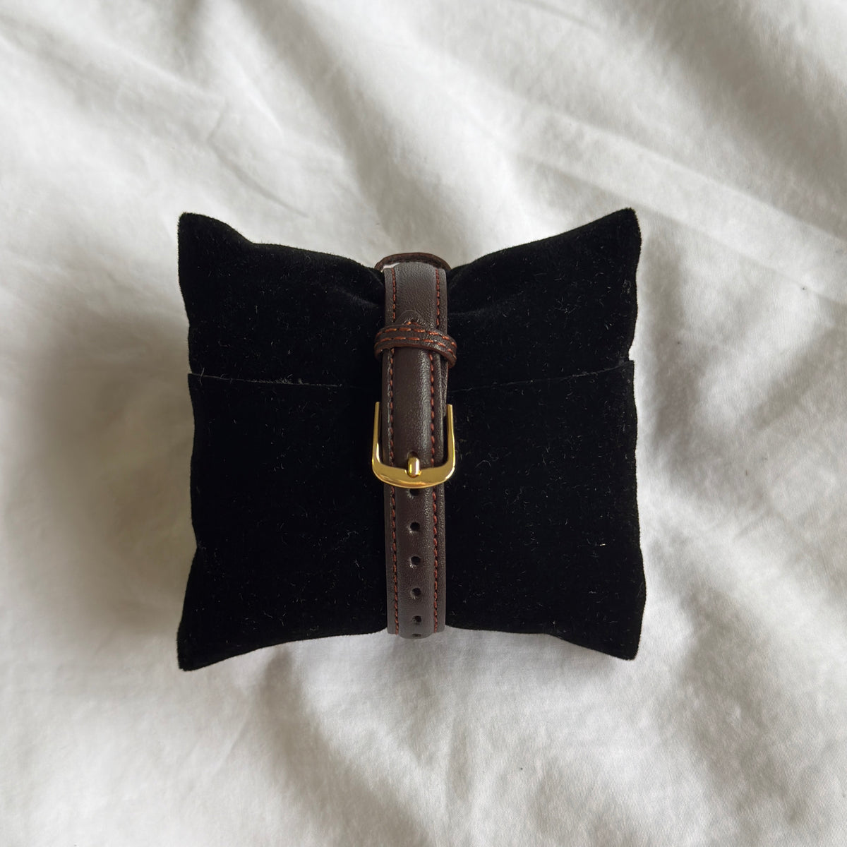 90s Seiko Spirit Gold Rectangular Brown Leather Watch