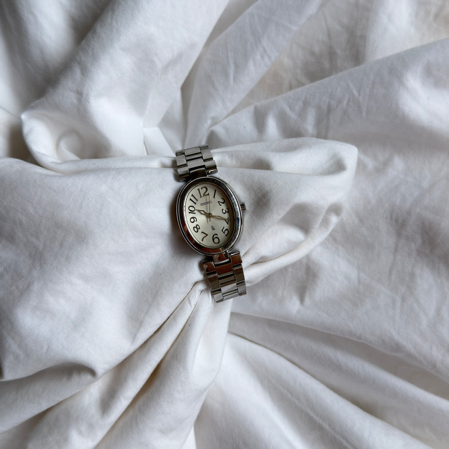 90s Seiko Lukia Silver Oval Watch