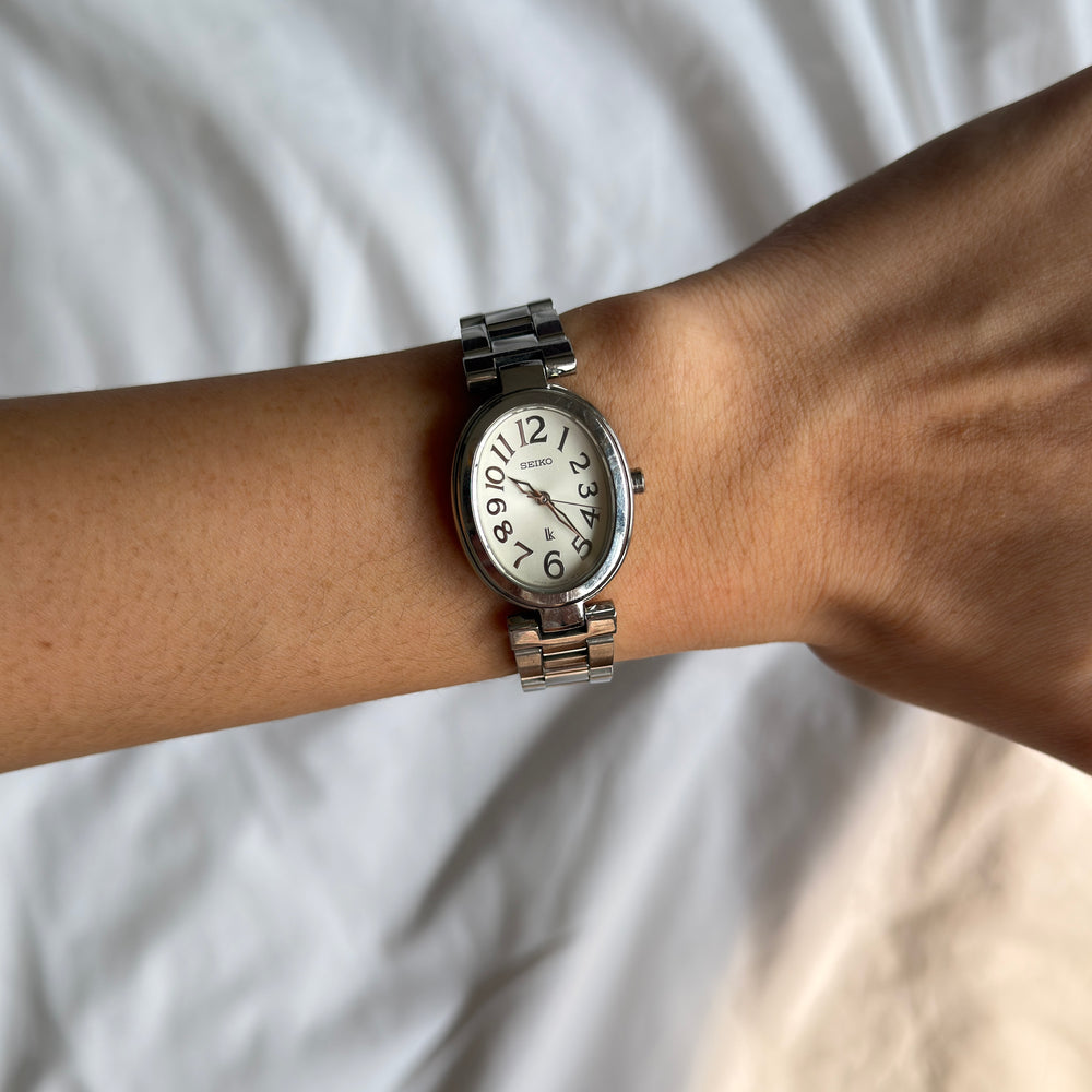 90s Seiko Lukia Silver Oval Watch
