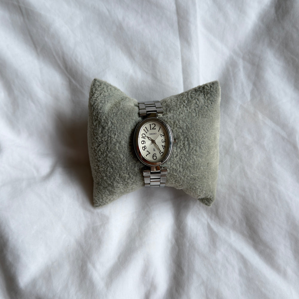 90s Seiko Lukia Silver Oval Watch