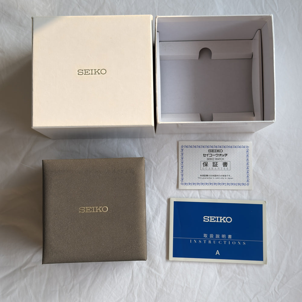 00s Seiko Exceline Silver Tonneau Leather Watch