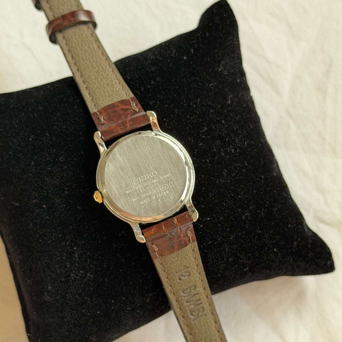 90s Seiko Duotone Round Burgundy Leather Watch