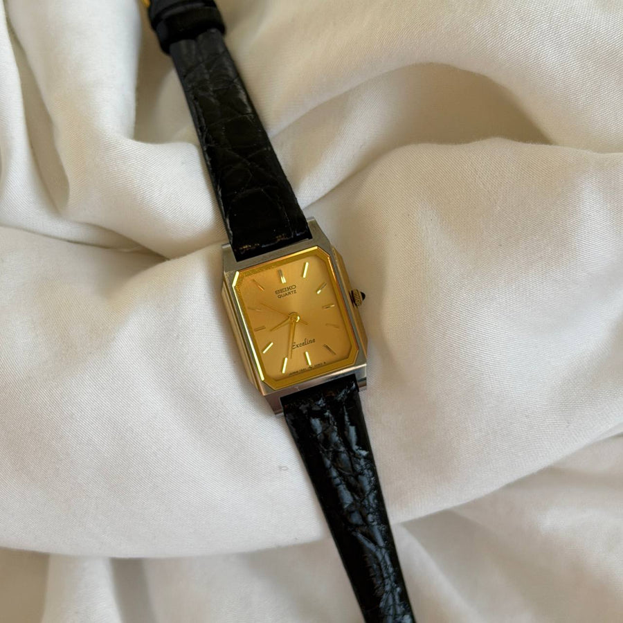 Seiko Exceline Gold Face Tank Watch
