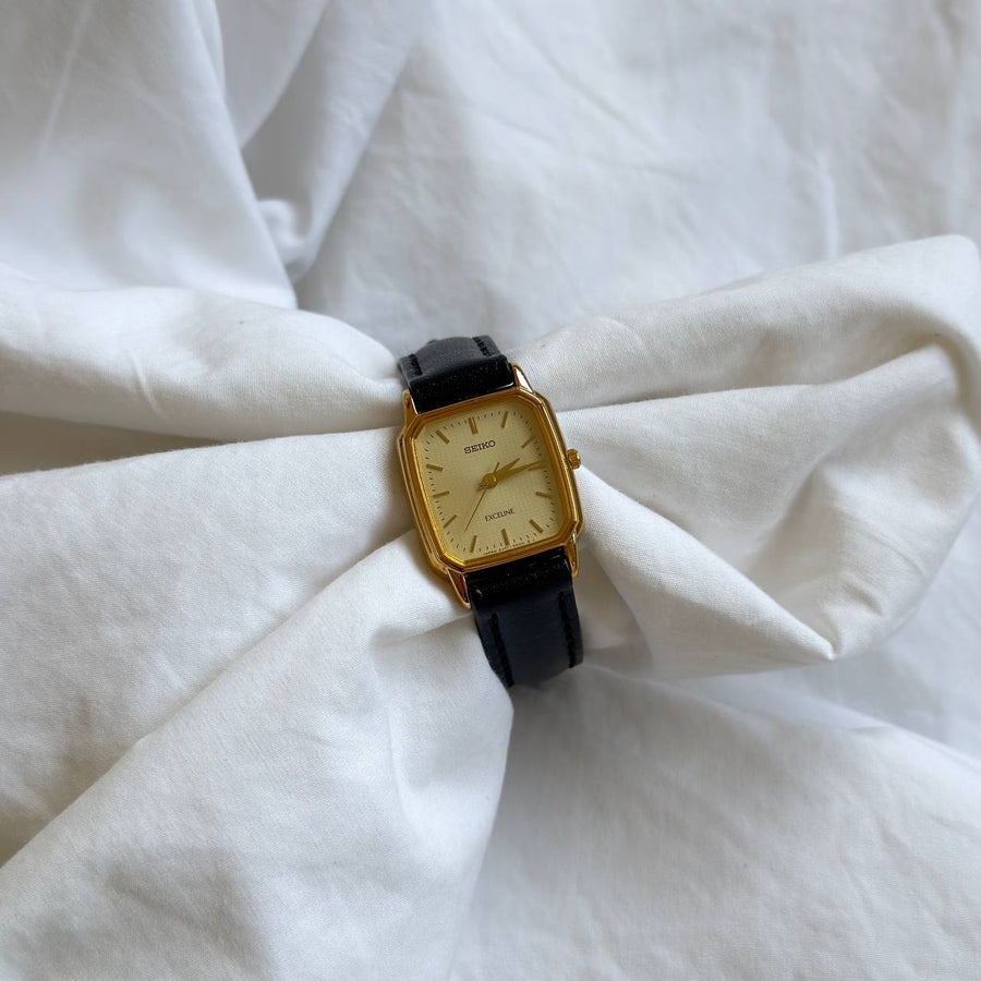 Seiko Exceline Gold Square Leather Watch
