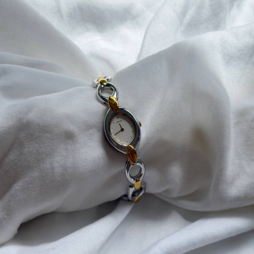 80s Seiko Oval Teardrop Duotone Watch
