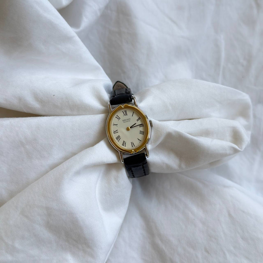 Seiko Roman Numerals Oval Leather Watch