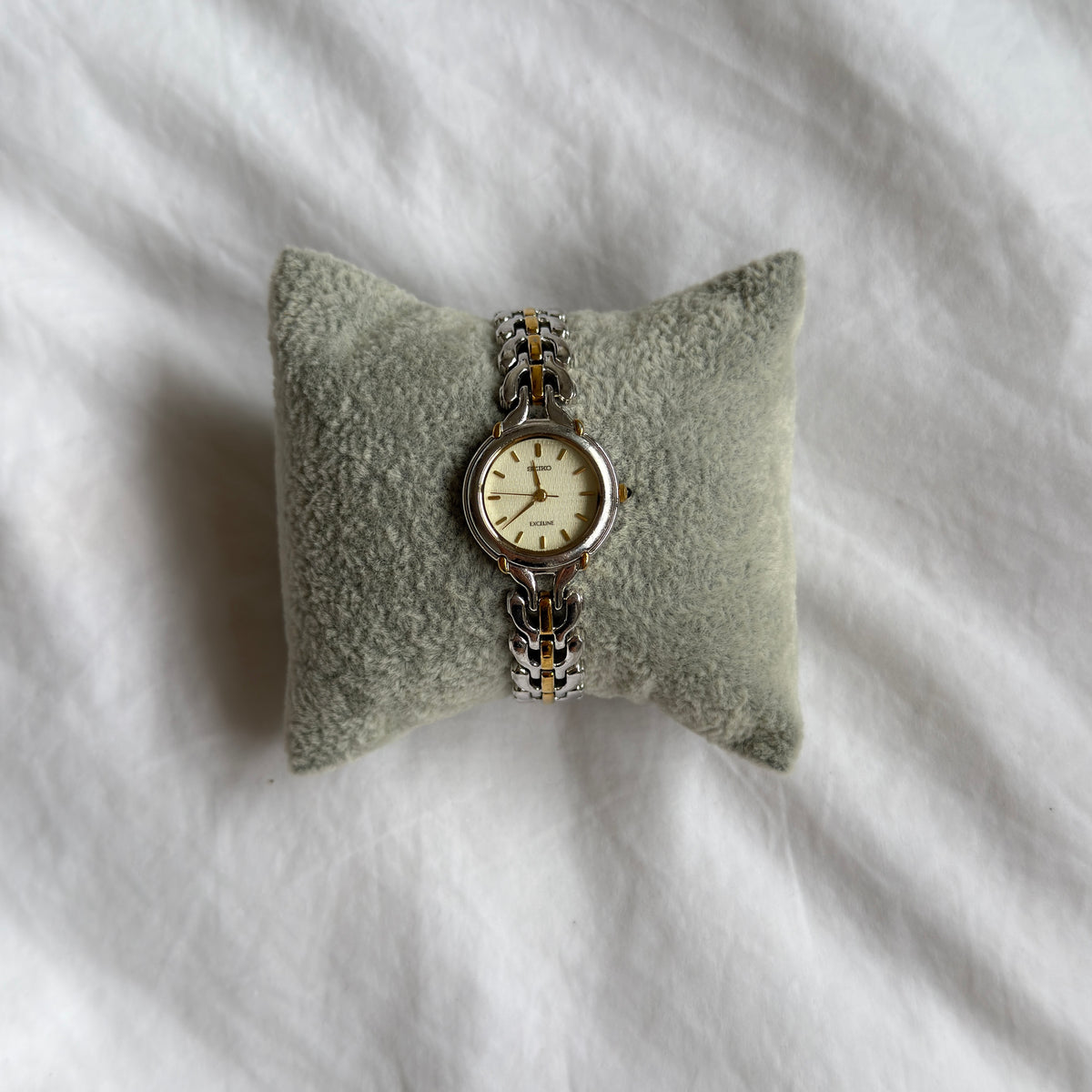 90s Seiko Exceline Duotone Round Herringbone Watch